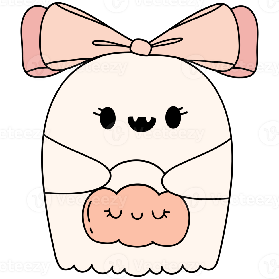 Coquette ghost cute doodle cartoon png