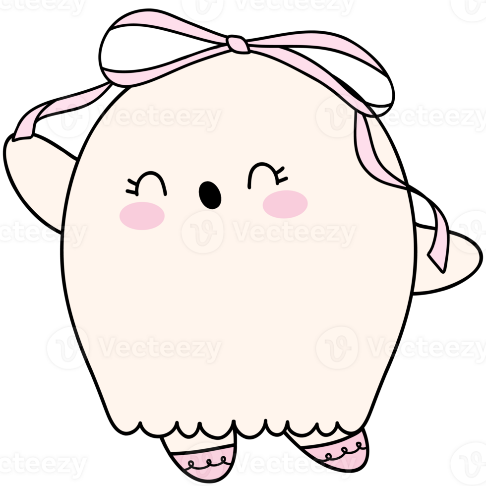 Coquette ghost cute doodle cartoon png