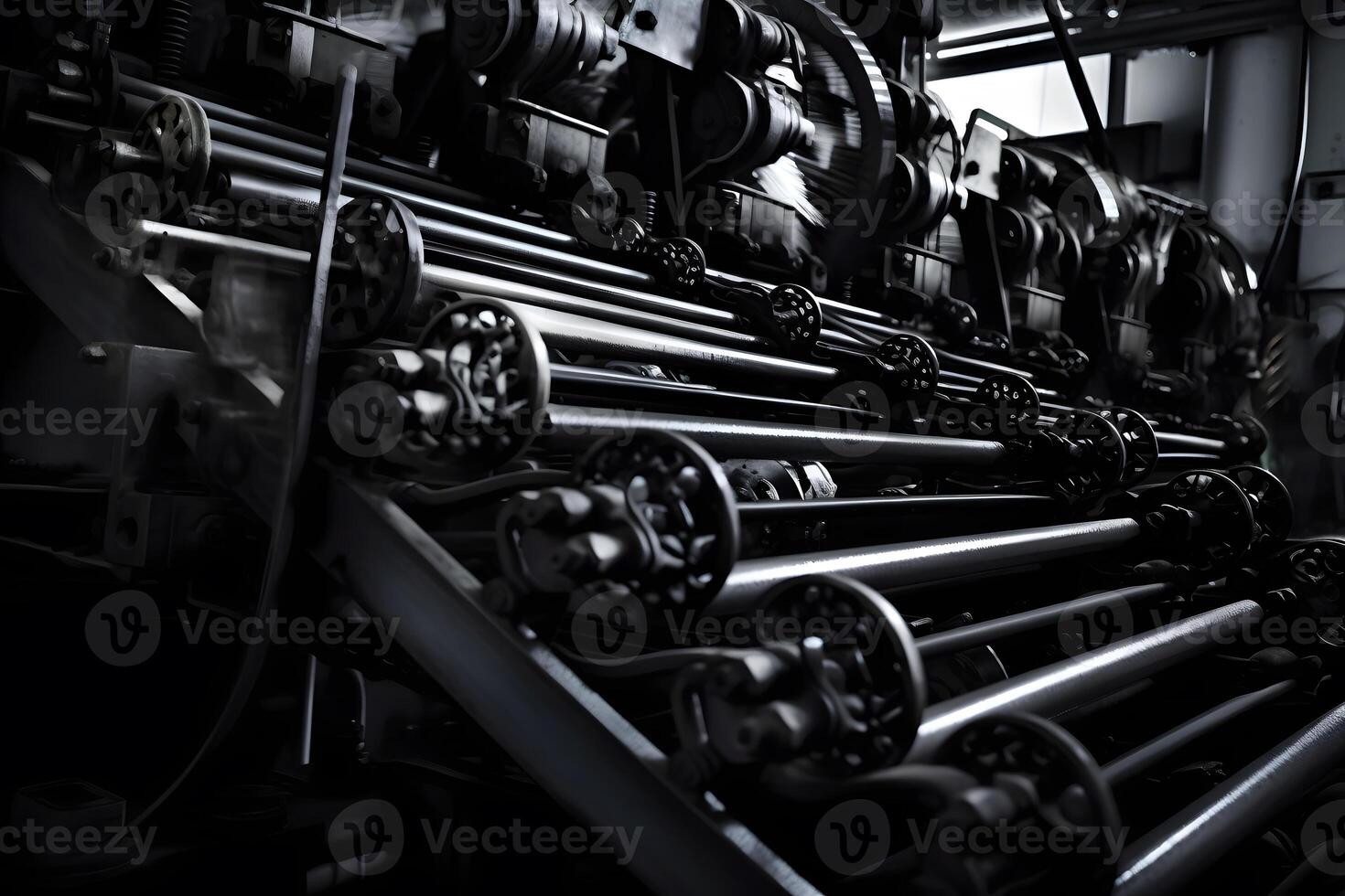 Large offset printing press or magazine running. Neural network photo