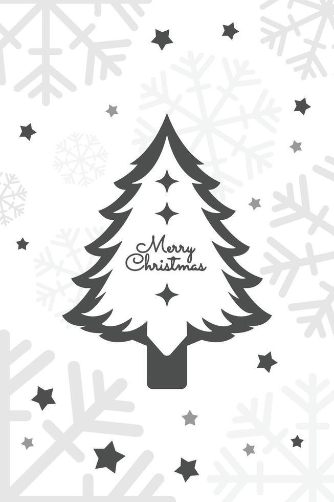 Christmas greeting card with tree object and black and white colors vector