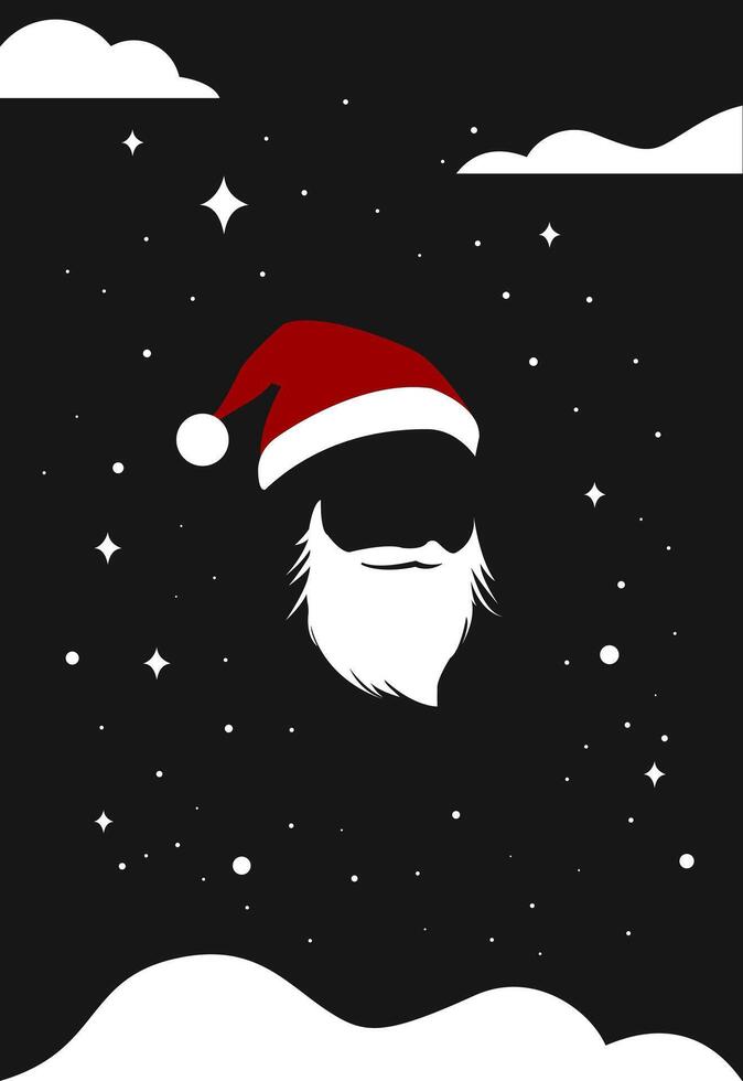 santa claus with red color hat and little stars vector