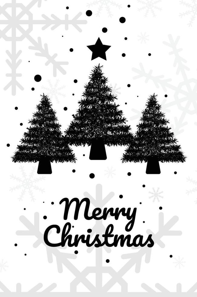 Christmas greeting card with tree object and black and white colors vector