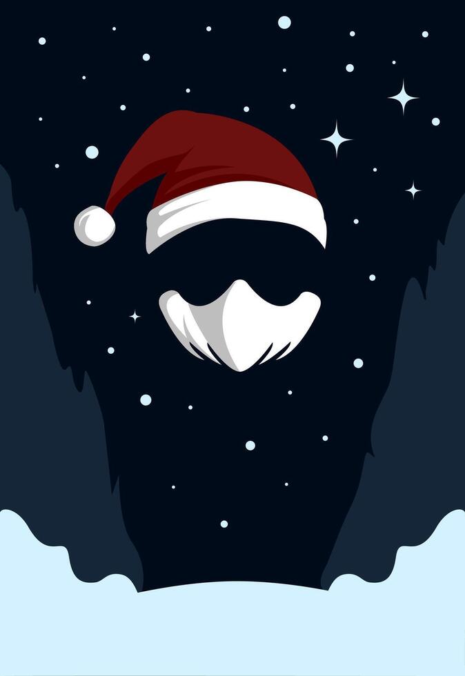 santa claus with red color hat and little stars vector