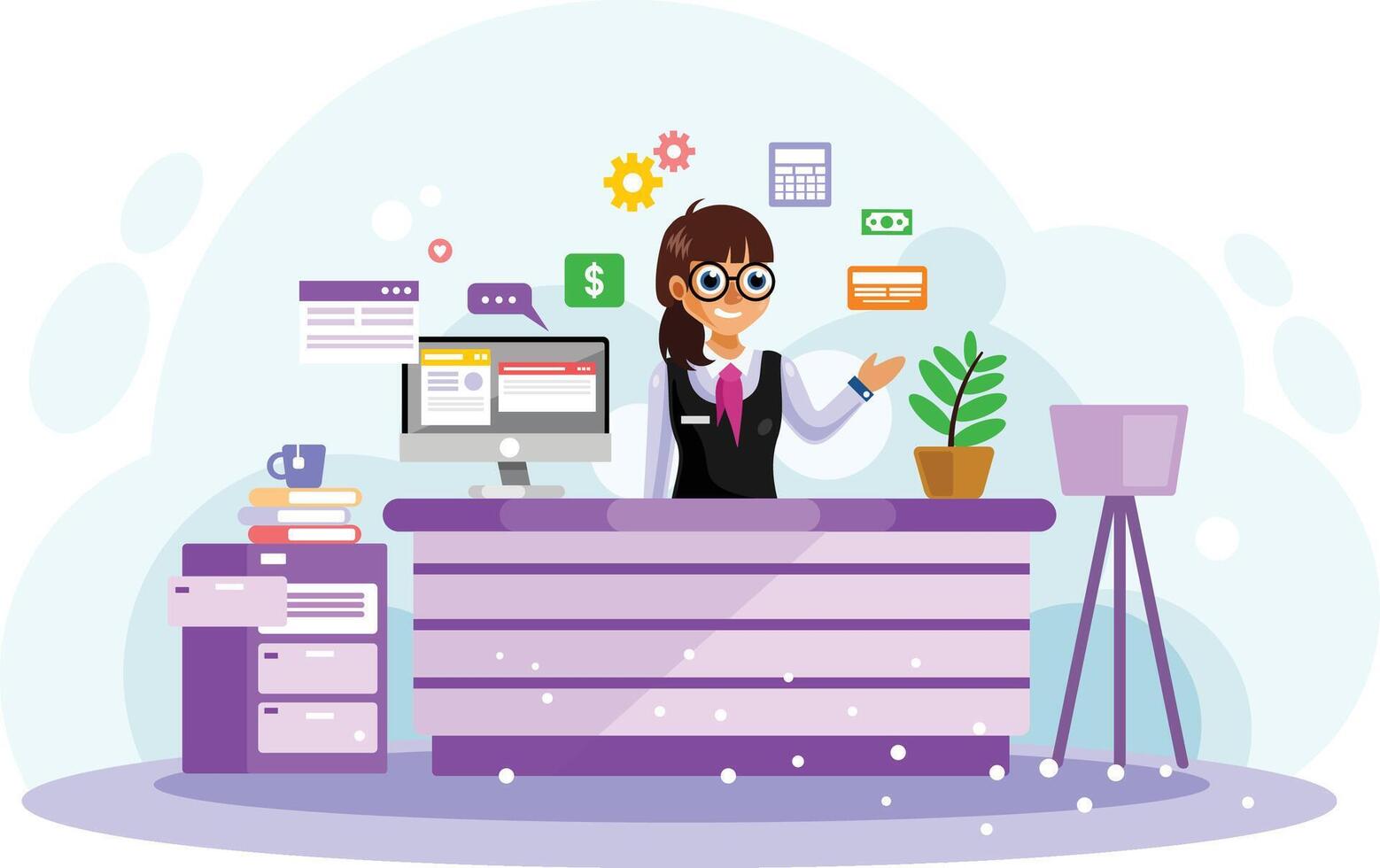 Female Bank Teller Illustration vector
