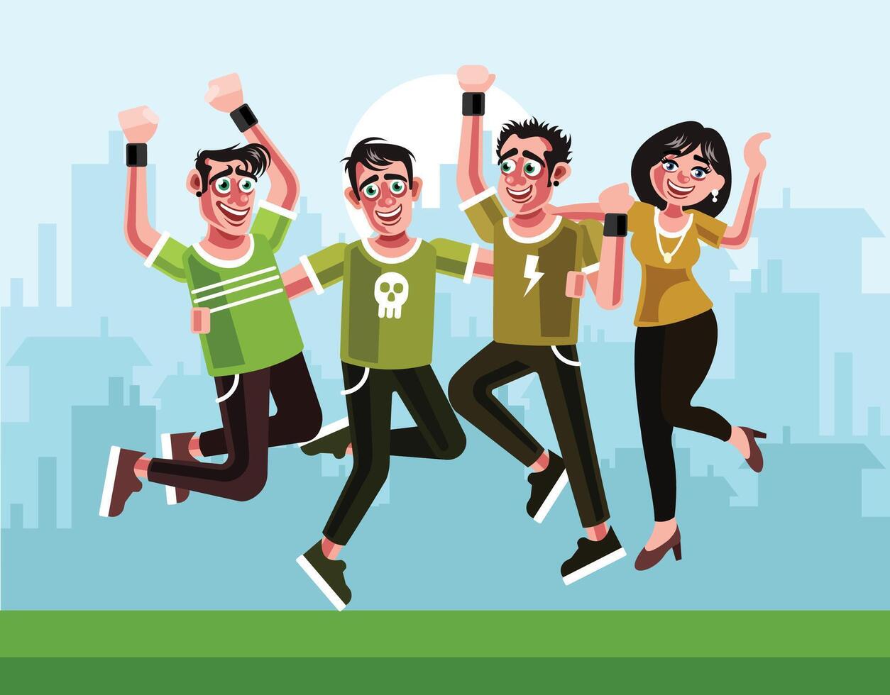 Group of Young Joyful Laughing People vector