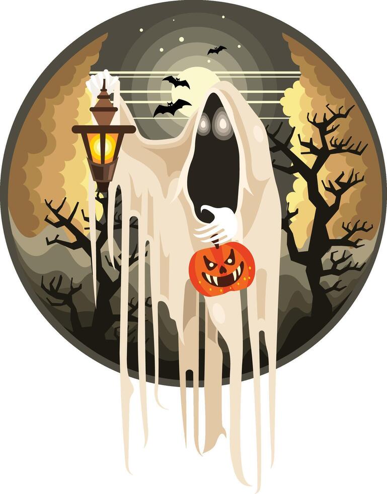 Ghost with Lantern Halloween Character vector