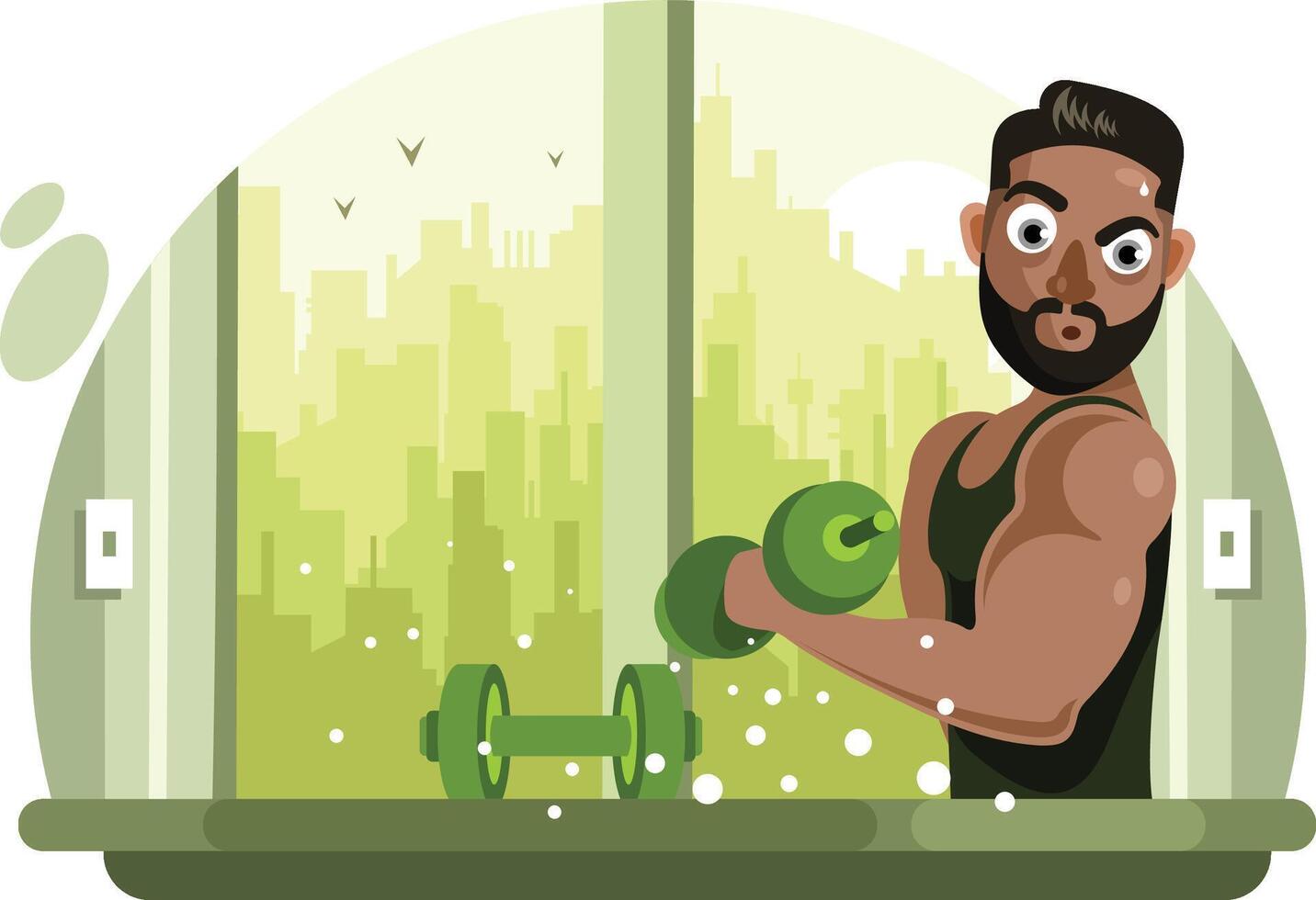 Fitness Man with Barbell Illustration vector