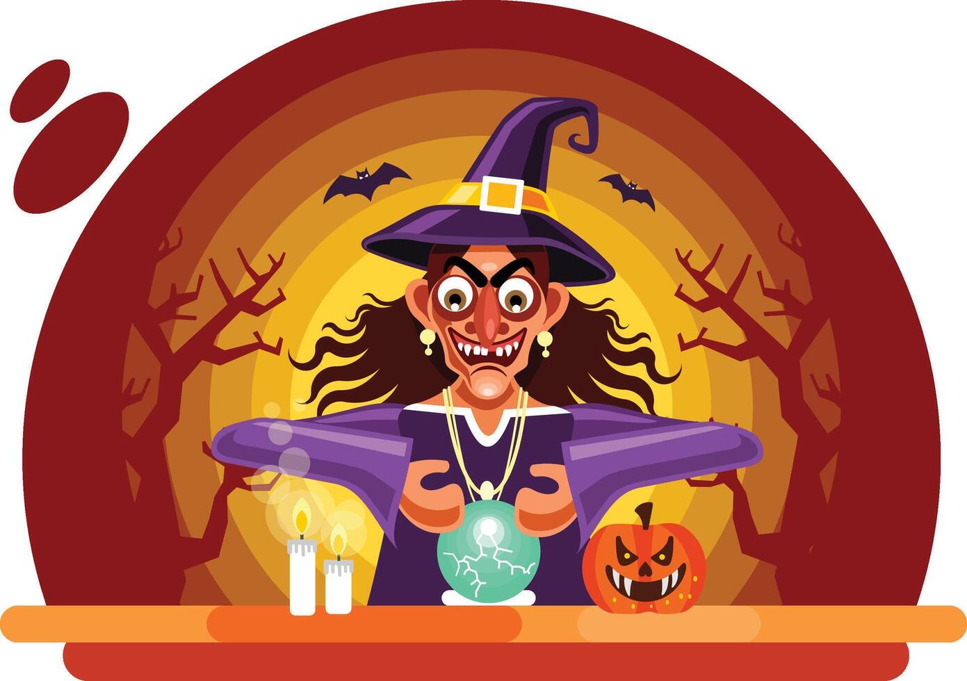 Halloween Fortune Teller with Crystal Ball vector