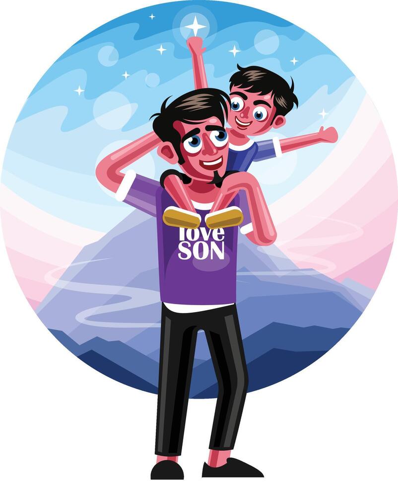 Happy Father and Son vector