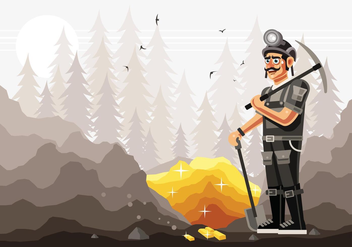 Gold Miner Character Graphics Illustration vector