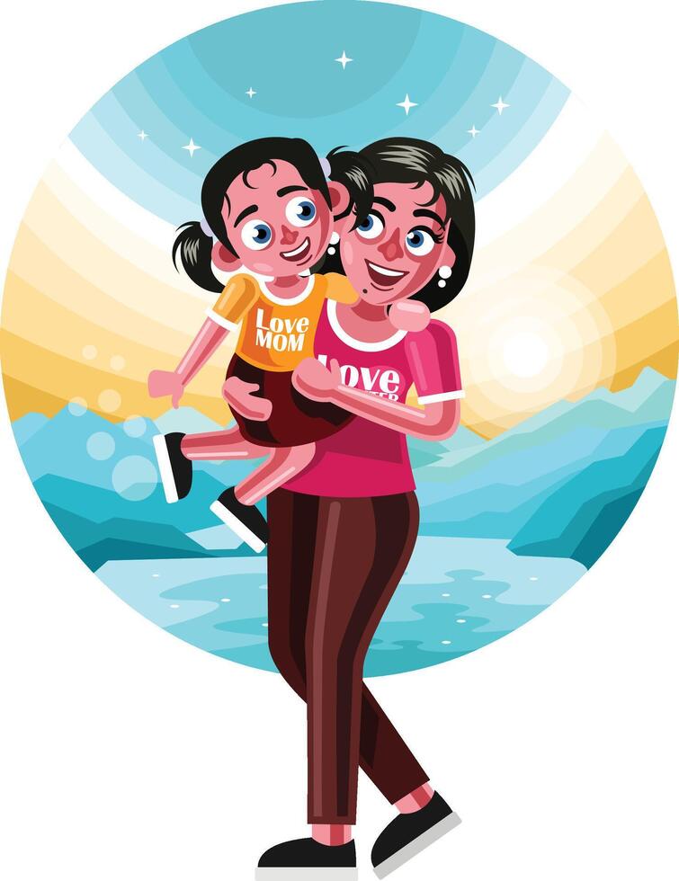 Happy Mother and Daughter vector
