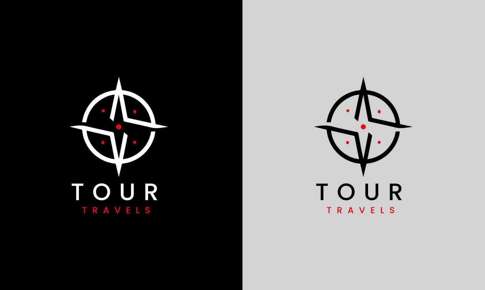 Tour travels minimalist logo design icon holiday ocean tour sea sun mountain beach vector