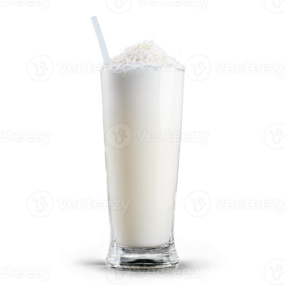 Ayran glass tall and filled with frothy white yogurt drink one empty and one garnished png
