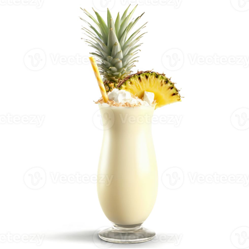 Pina Colada Milkshake pineapple wedge toasted coconut tropical getaway refreshing Summer drink concept Final image png