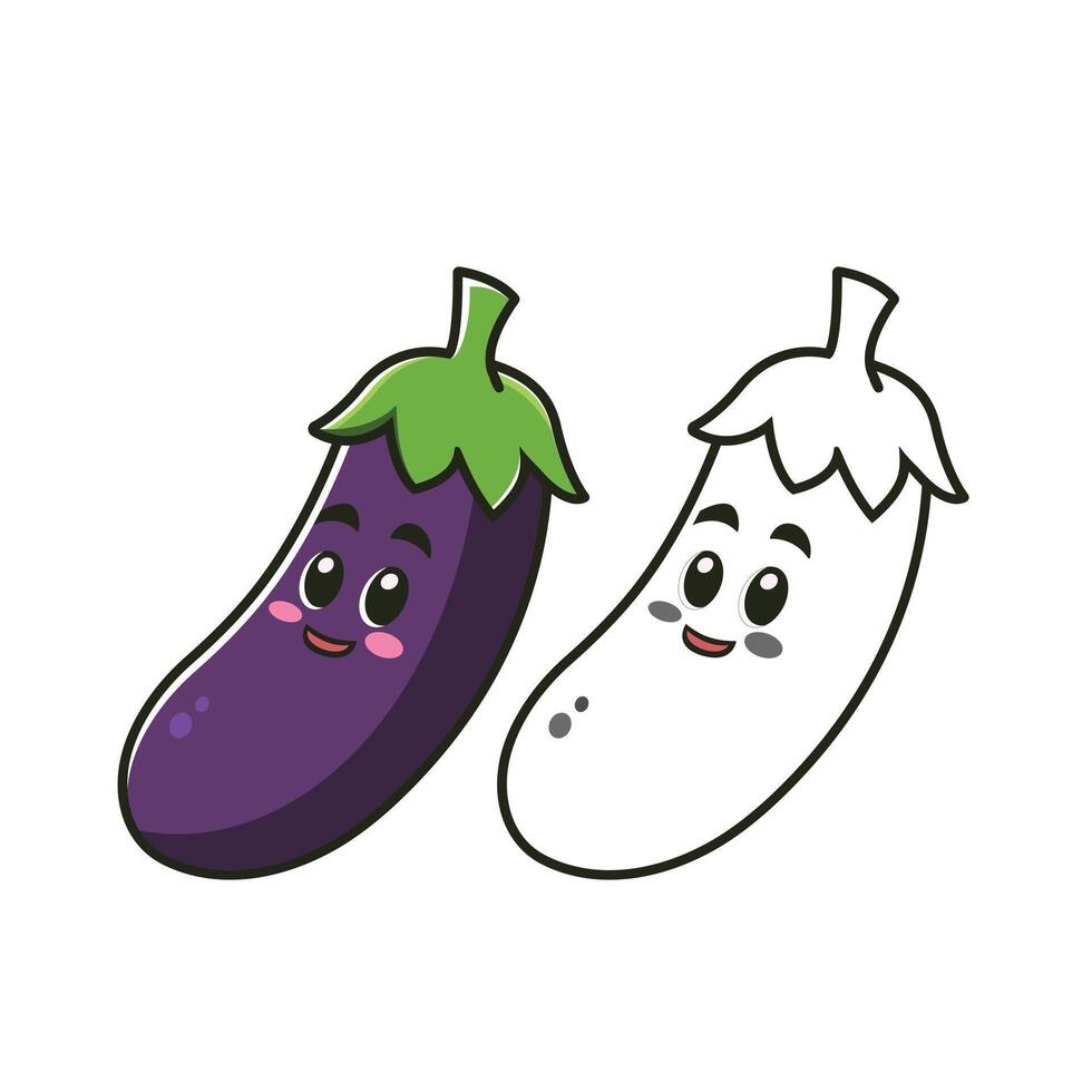 Eggplant character cartoon style trendy illustration isolated on white background vector