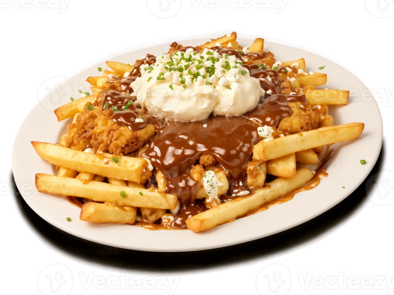 Poutine Golden crispy french fries smothered in savory gravy and topped with fresh cheese curds png