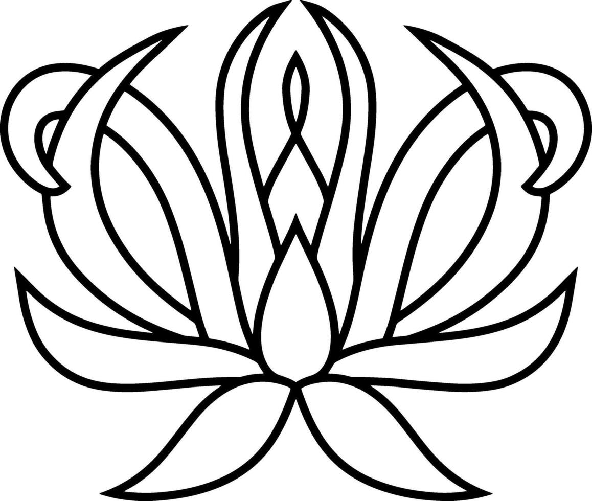 Lotus flower doodle icon Sketch floral vector
