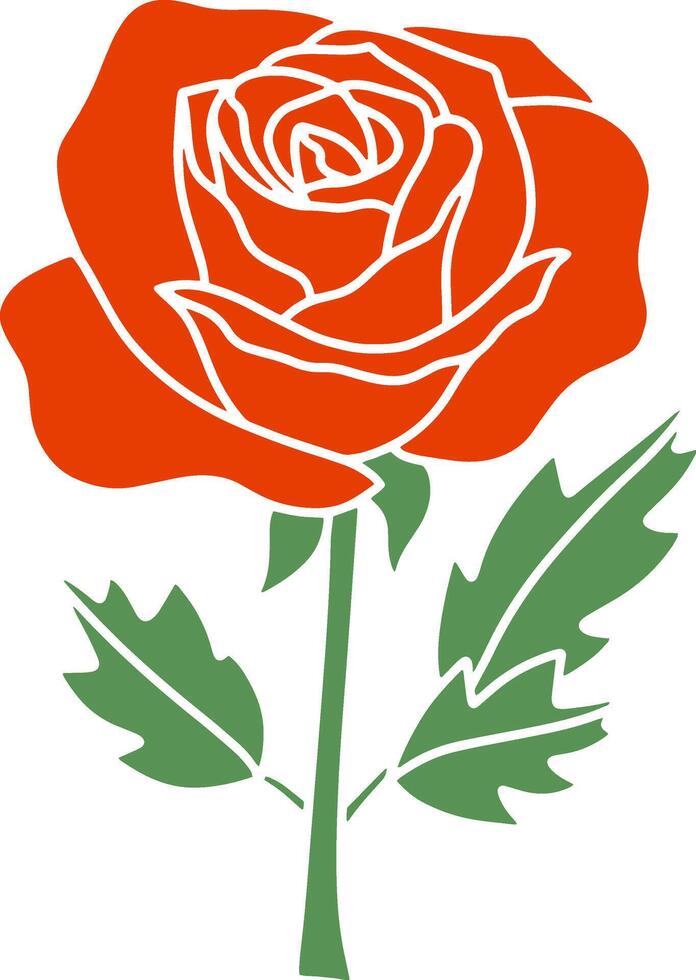 Doodle rose icon Hand drawing art Flower stencil vector