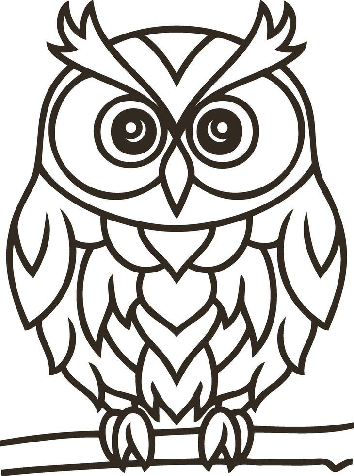 Doodle owl icon Animal art Coloring page book Sketch vector