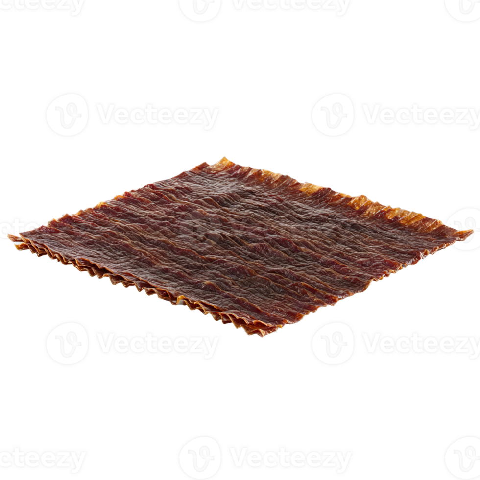 Beef jerky strips with chewy texture floating and spinning Food and culinary concept png