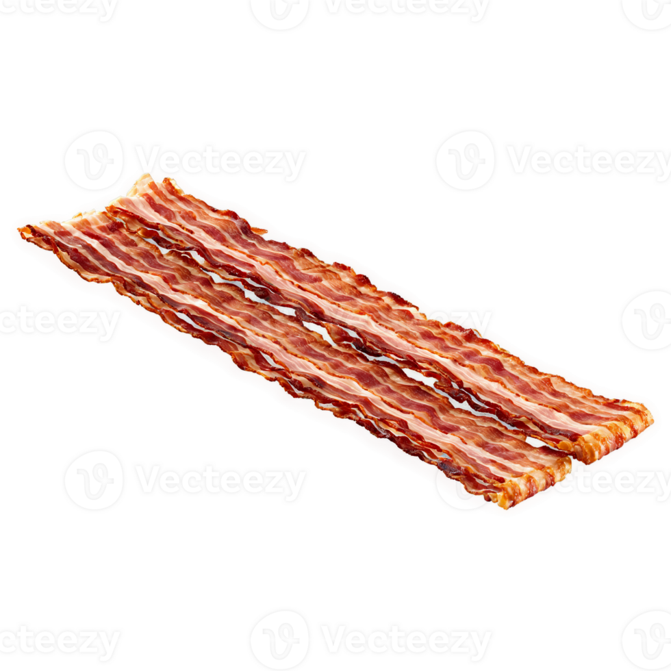 Sizzling bacon strips with crispy texture floating and steaming Food and culinary concept png