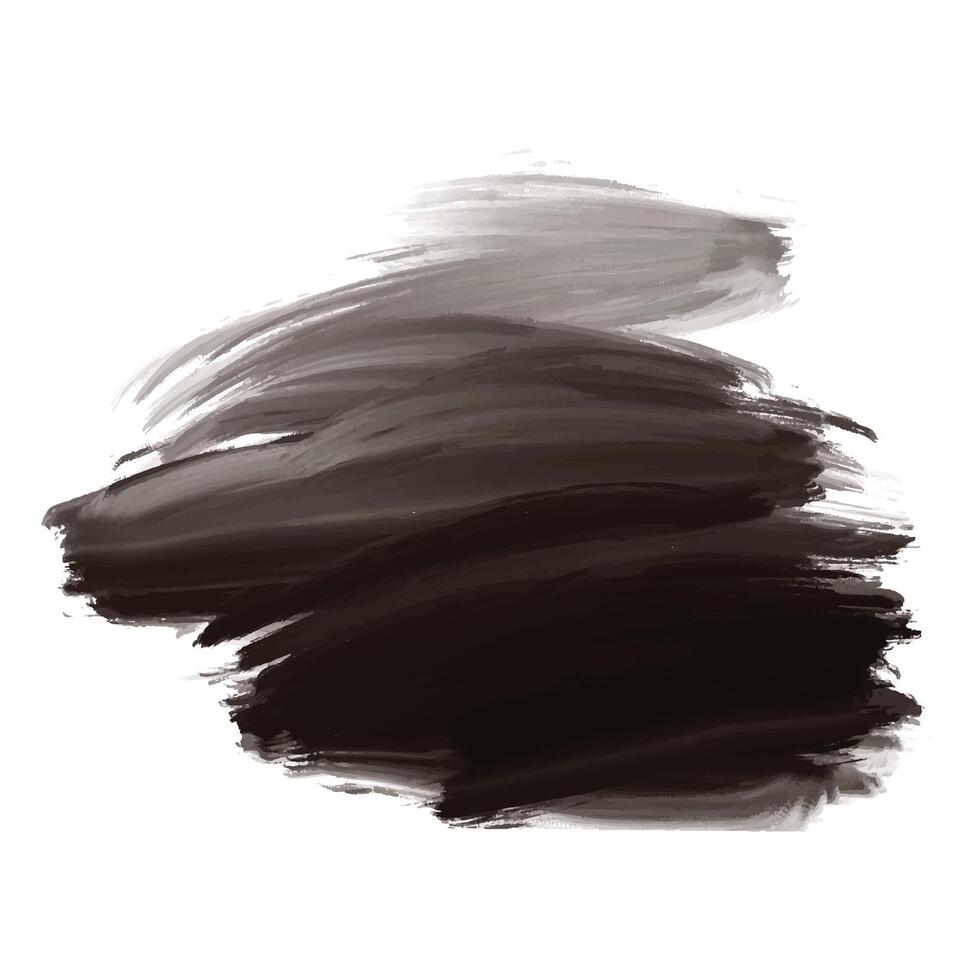 Modern dark black watercolor brush stroke on white background vector