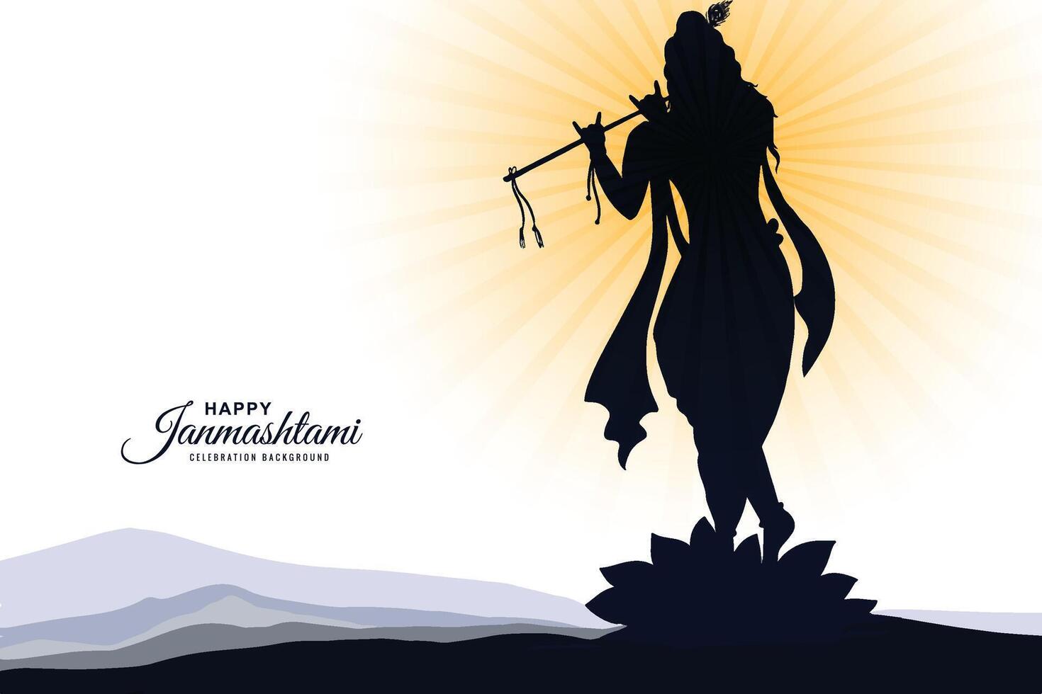 Lord shri krishana in happy janmashtami festival card background vector