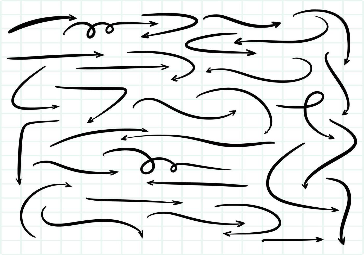 Hand draw directional arrows set sketch design vector