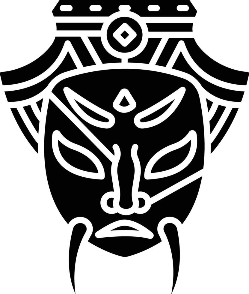 Chinese Mask solid glyph illustration vector