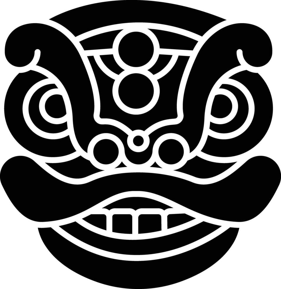 Chinese Lion solid glyph illustration vector
