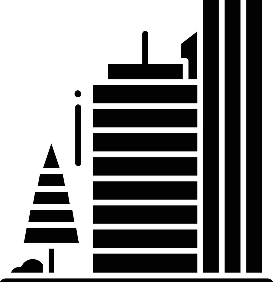 Office building solid glyph illustration vector