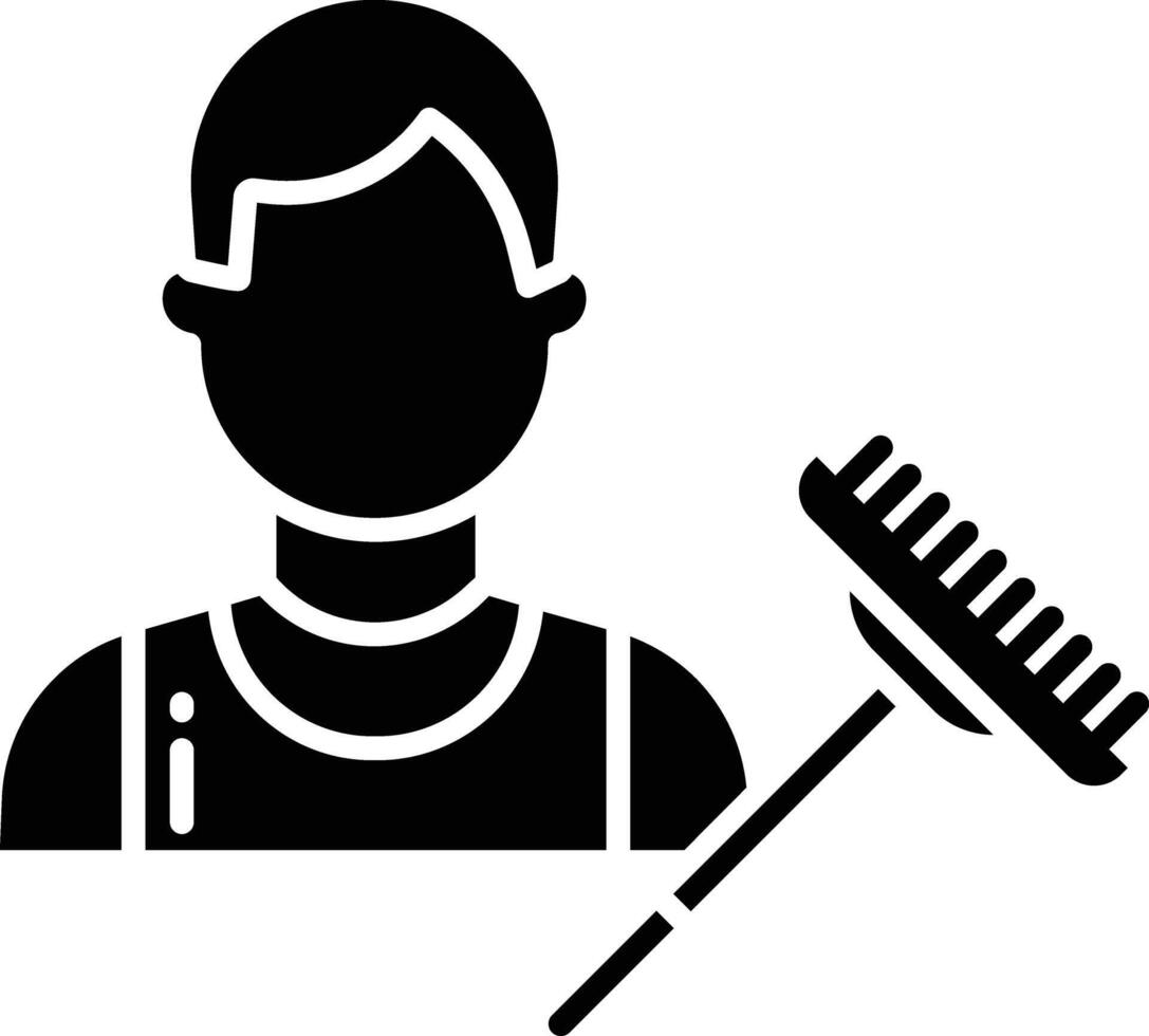 Cleaning Man solid glyph illustration vector