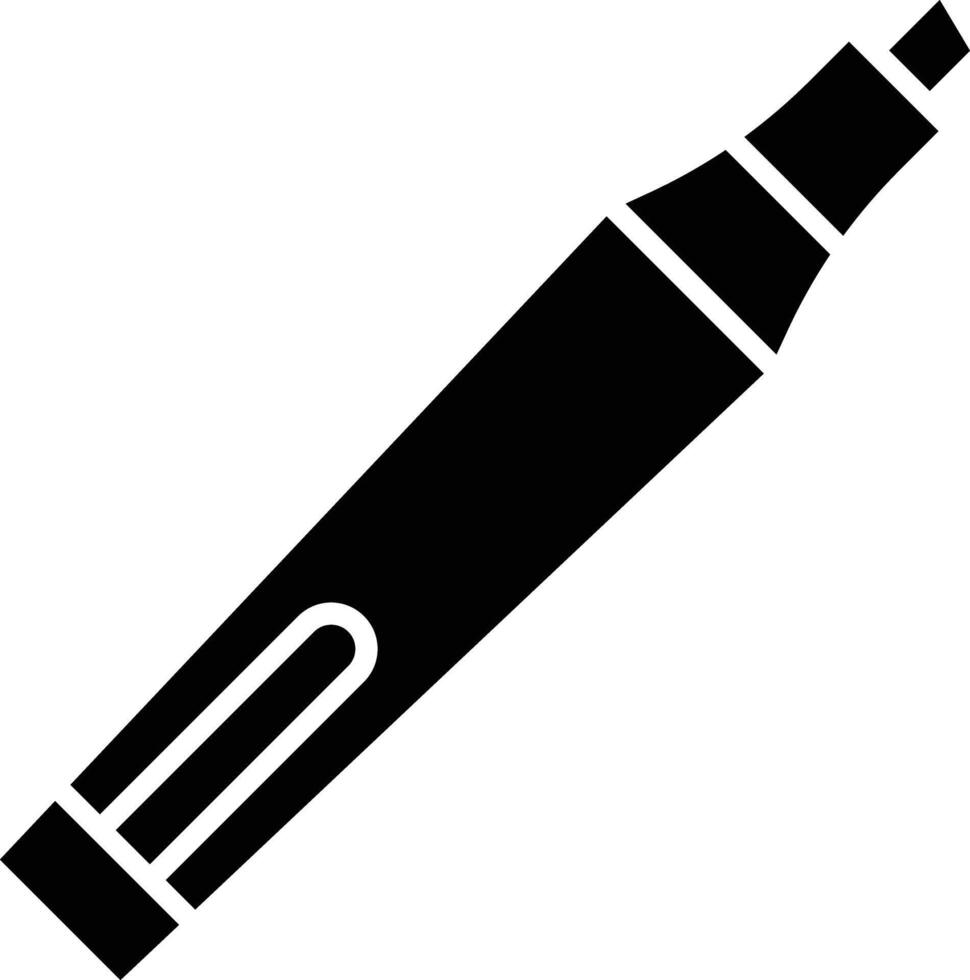Marker pen solid glyph illustration vector