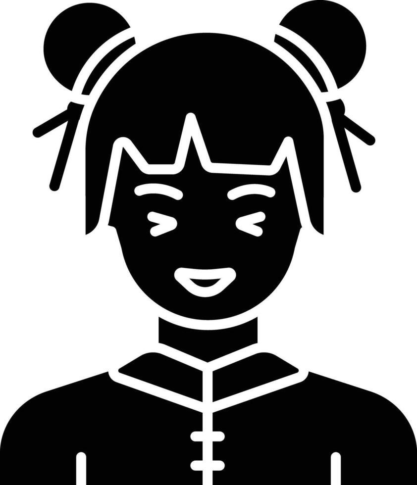 Chinese Girl solid glyph illustration vector