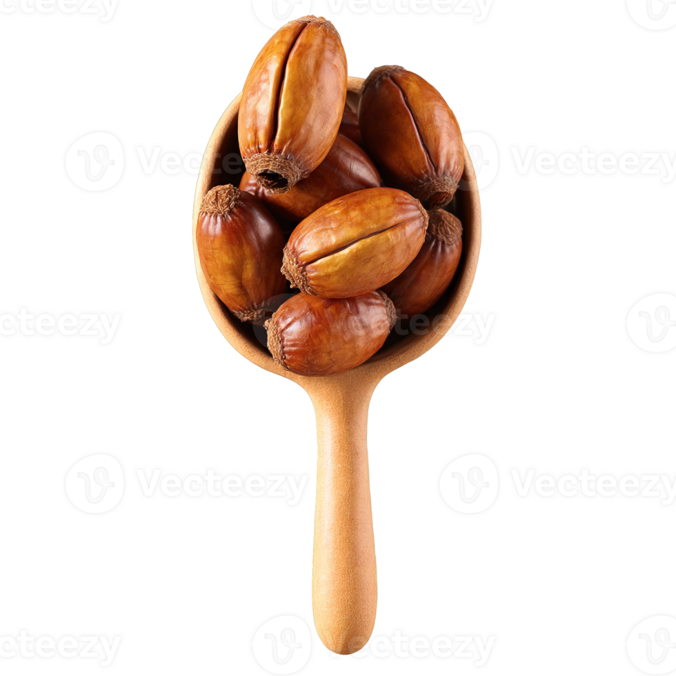Dried tamarind pods dark brown with a curved shape dancing energetically like tiny maracas Food png