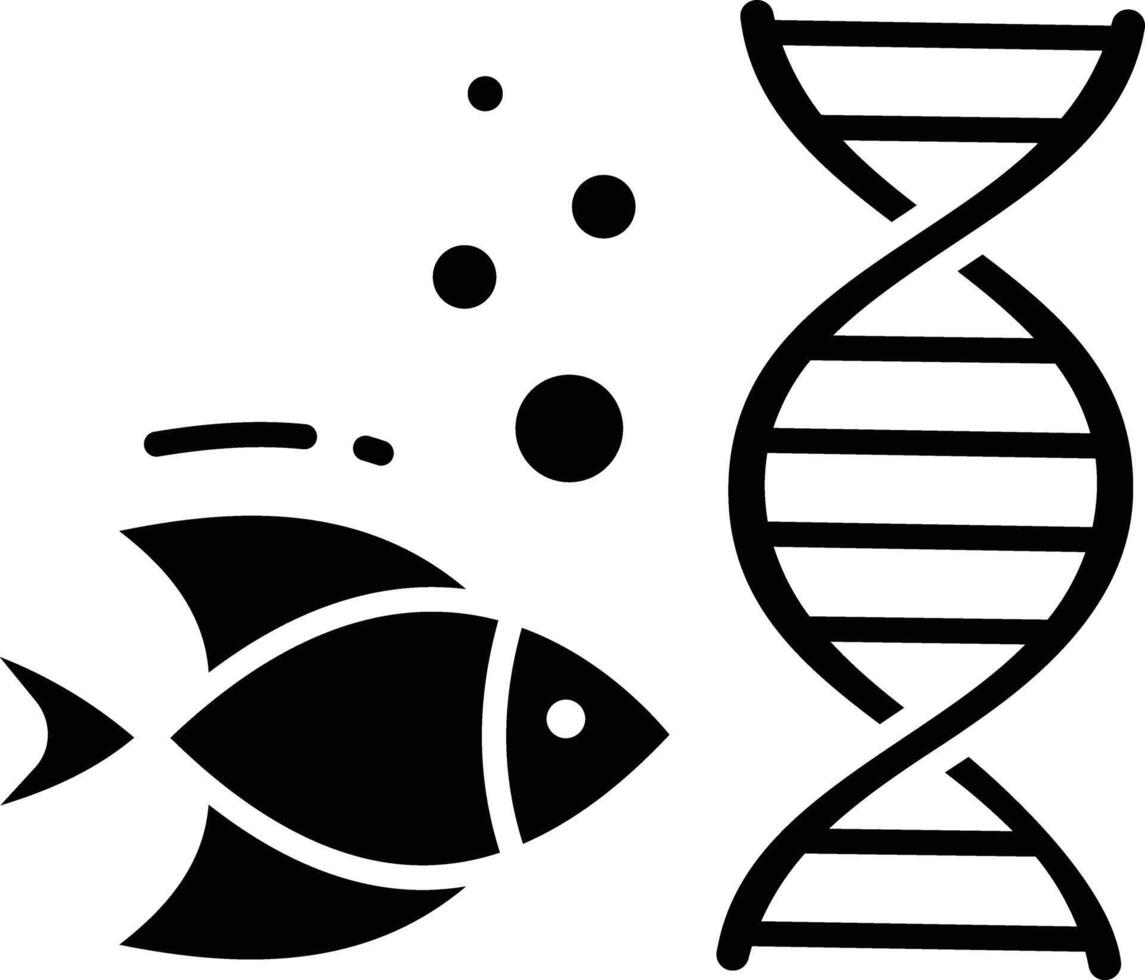 Fish dna solid glyph illustration vector