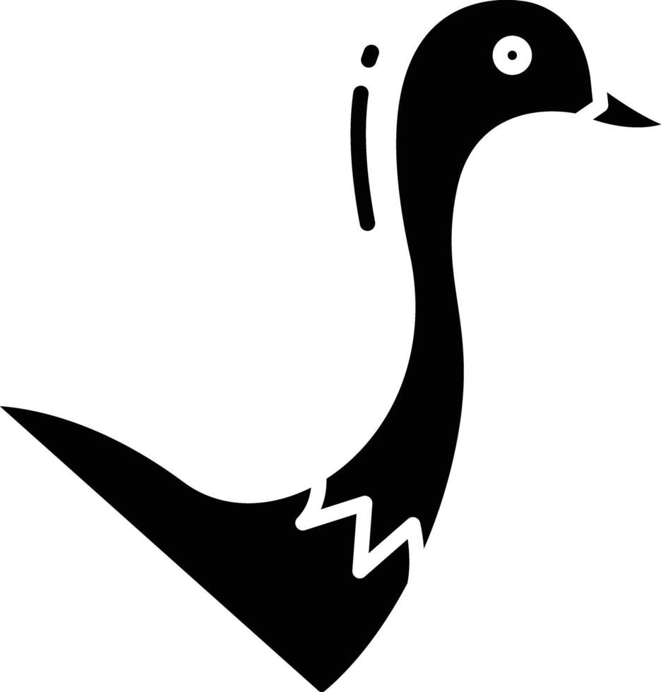Ostrich bird solid glyph illustration vector