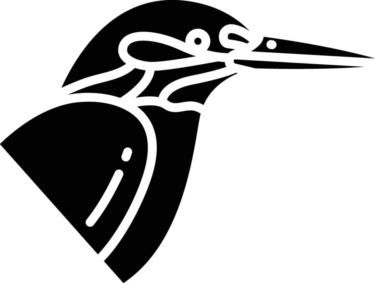 Kingfisher bird solid glyph illustration vector