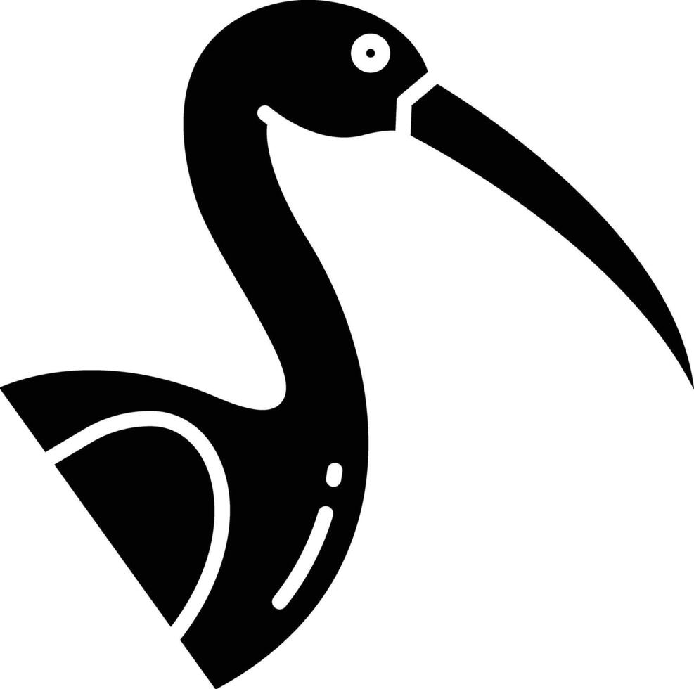 Ibis bird solid glyph illustration vector