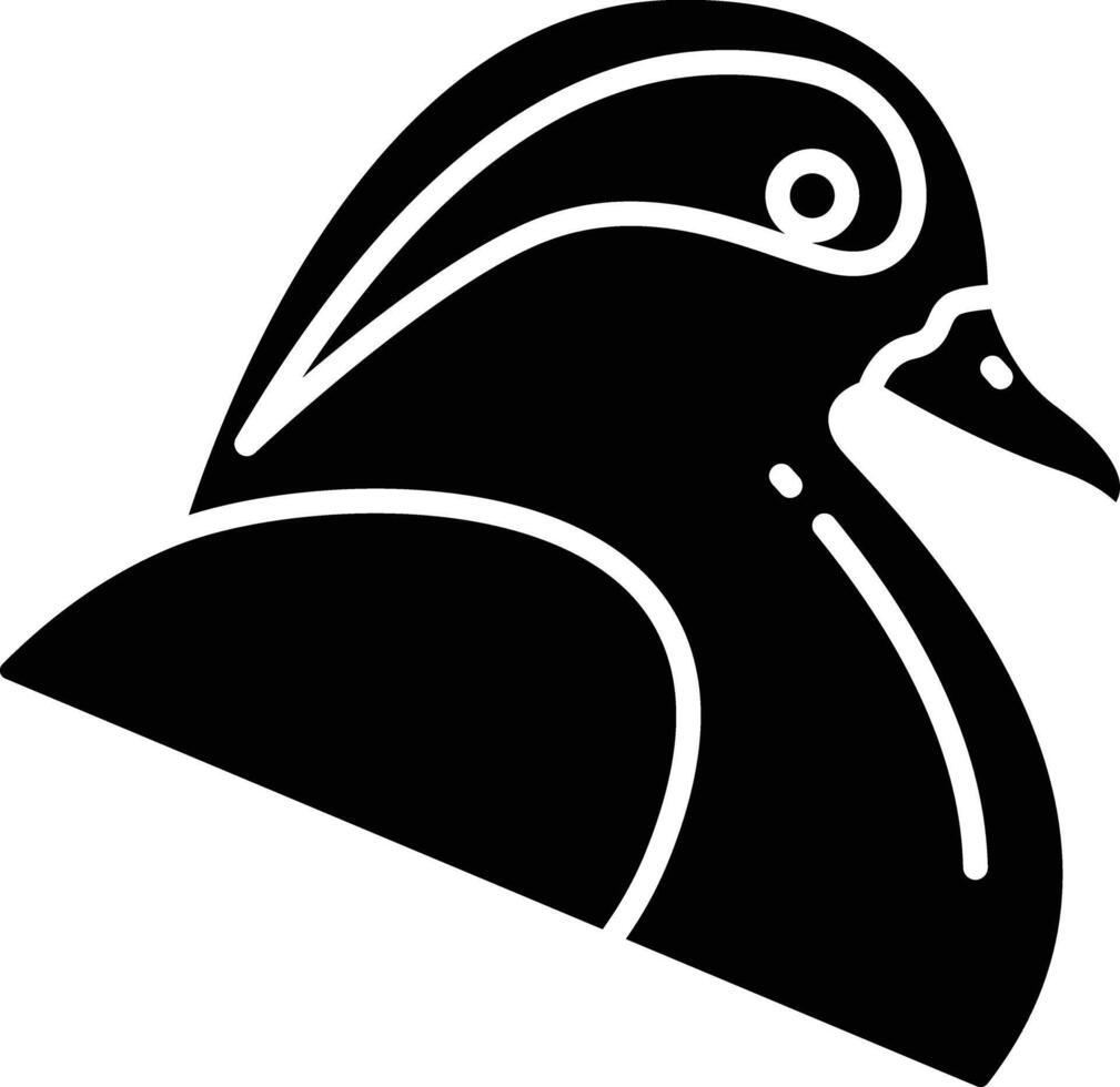 Mandarin duck bird solid glyph illustration vector