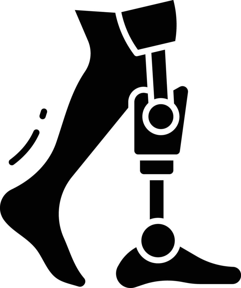 Bionic leg solid glyph illustration vector