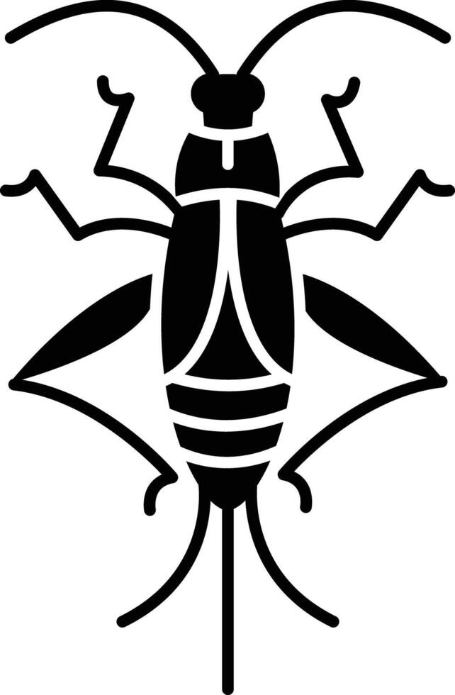 Cricket bug solid glyph illustration vector