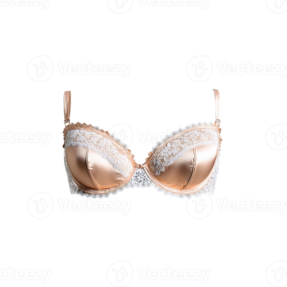 Luxurious Rose Gold Satin Bra A luxurious rose gold satin bra with a warm metallic png