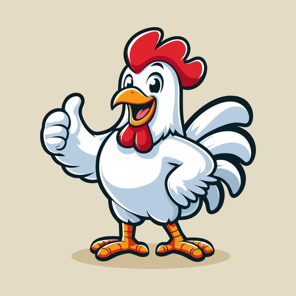 A cartoon chicken mascot logo illustration vector