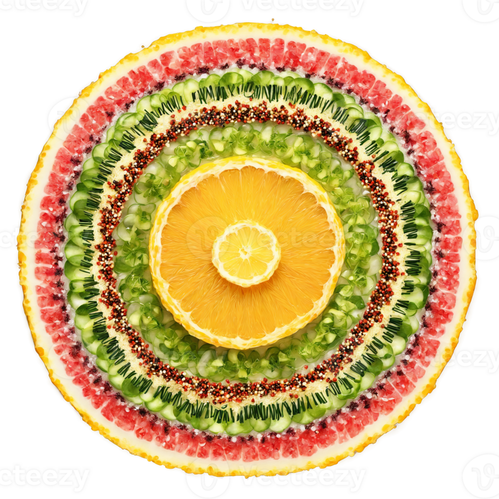 Ponzu seasoning mandala a citrusy circular design of ponzu seasoning with yuzu zest and soy png