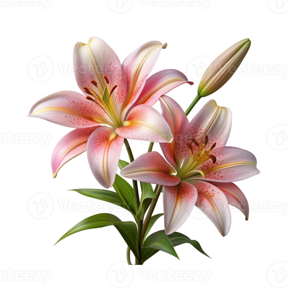 Lily flower full body shot isolated on transparent png