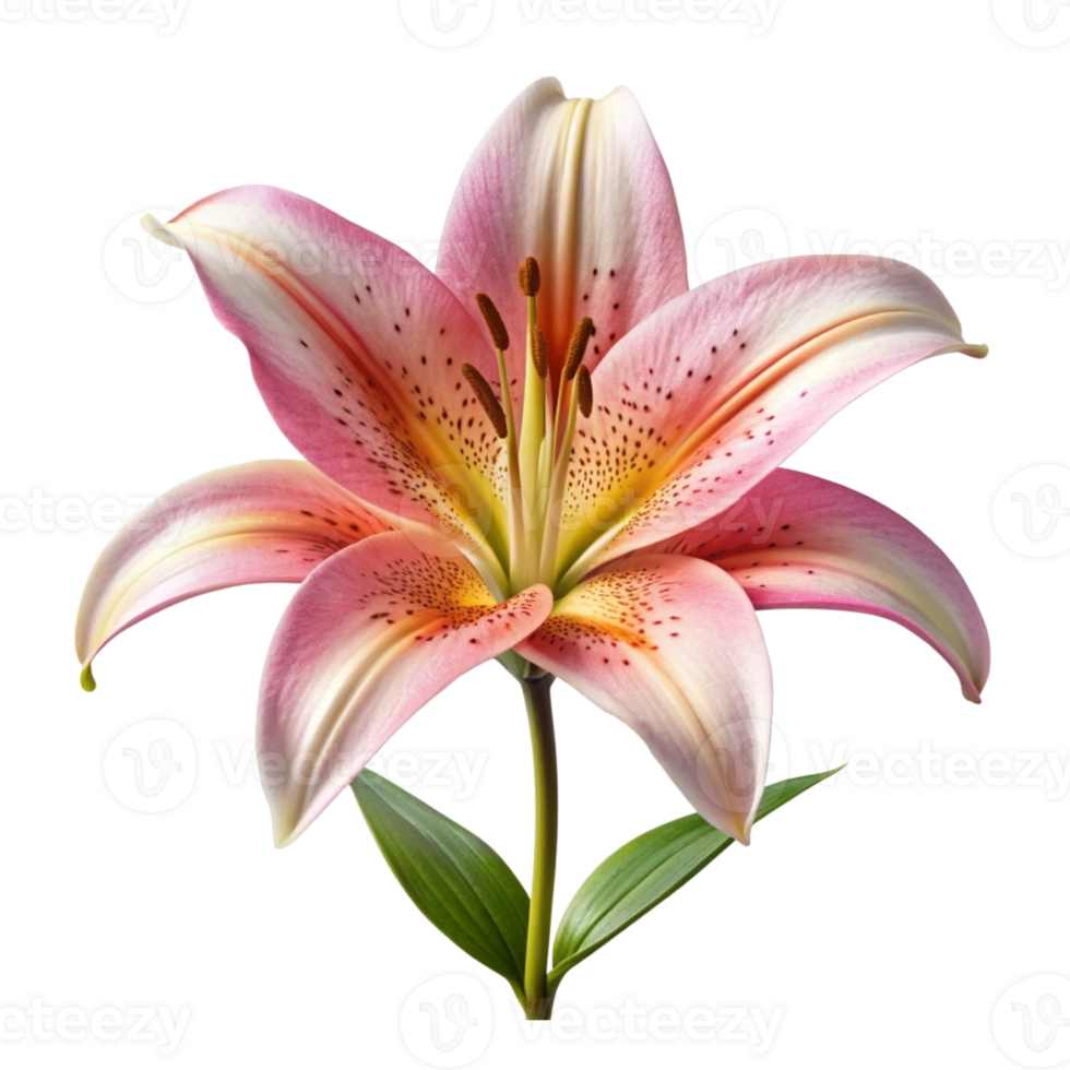 Lily flower full body shot isolated on transparent png