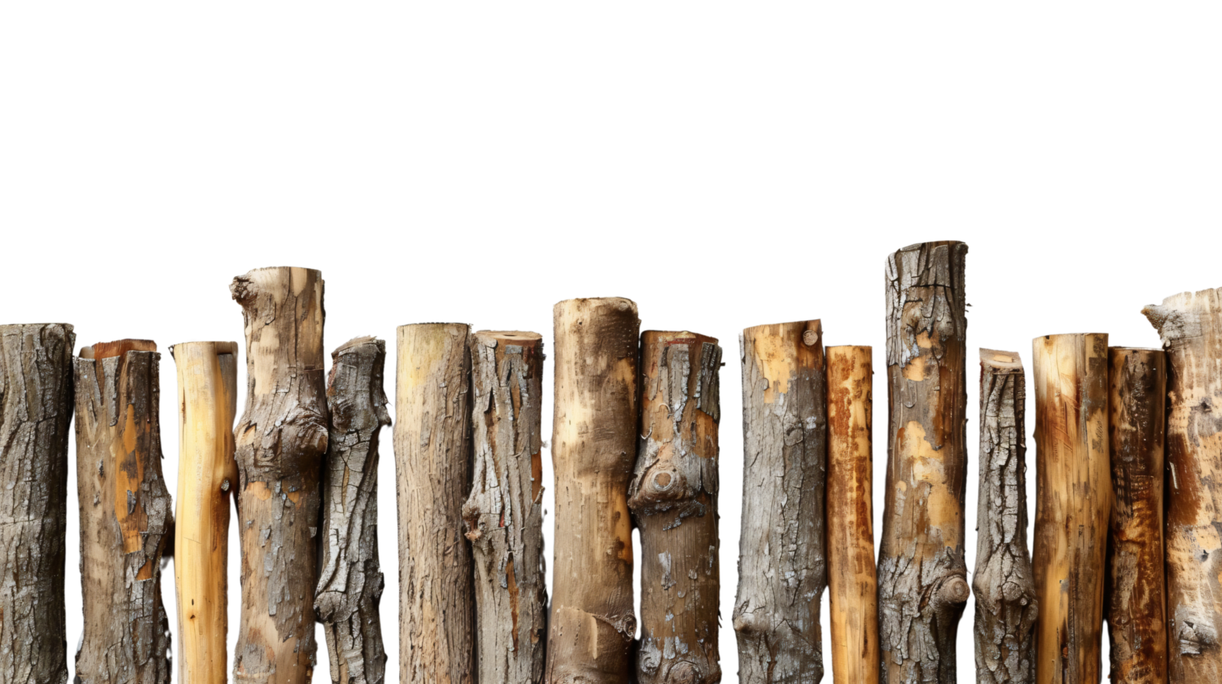 Dried wooden fence logs at ranch isolated on transparent background png