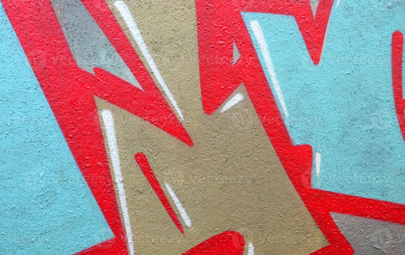 Colorful background of graffiti painting artwork with bright aerosol outlines on wall. Old school street art piece made with aerosol spray paint cans. Contemporary youth culture photo