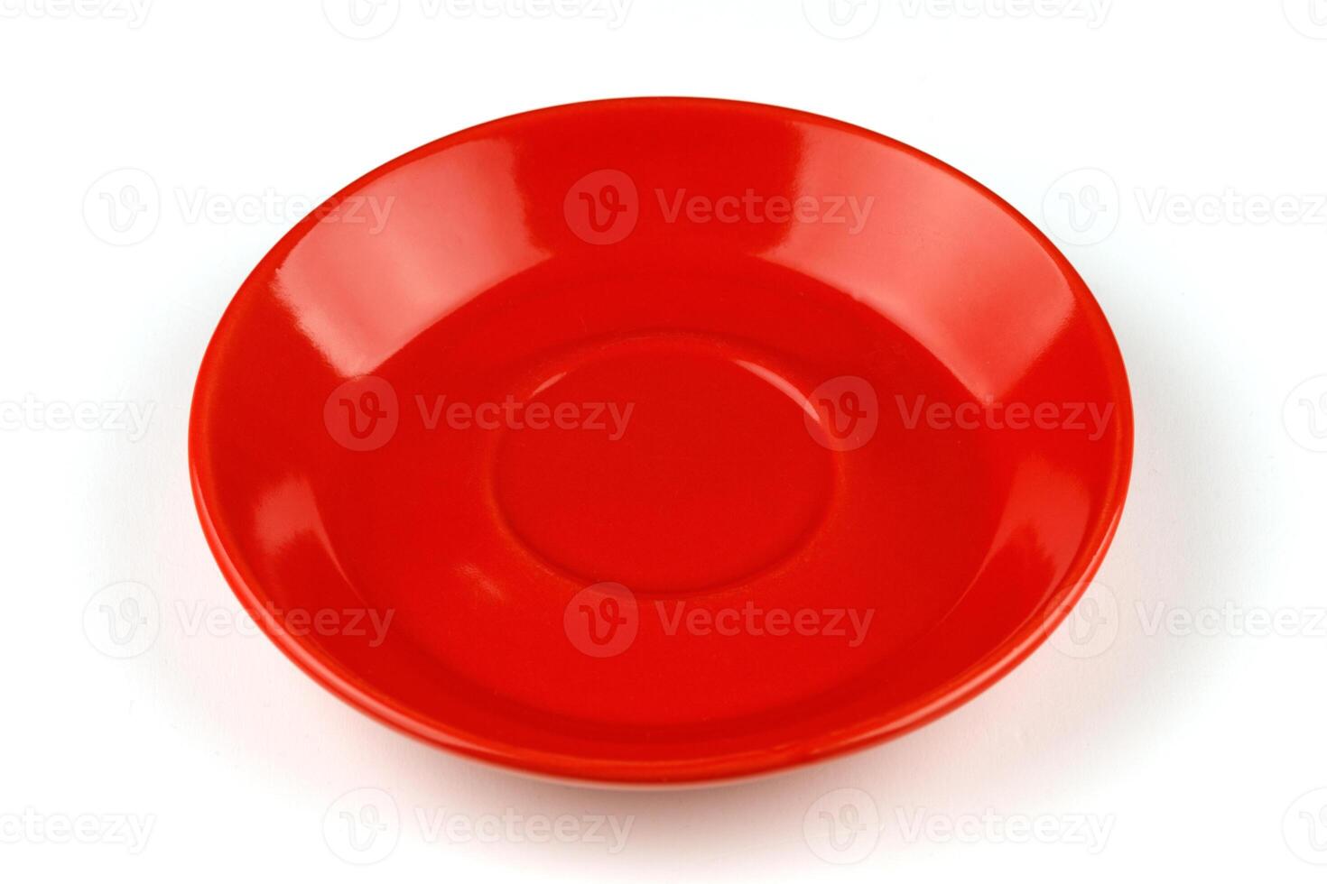 Red plate isolate side view photo